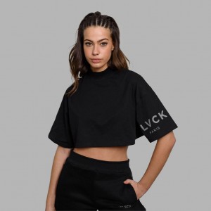 Black Blvck Bold Crop Tee Singapore | 864912-NGO