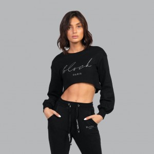 Black Blvck Crop Signature Sweater Singapore | 614987-PCW