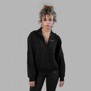 Black Blvck Half Zip Sweater Singapore | 984321-XHQ