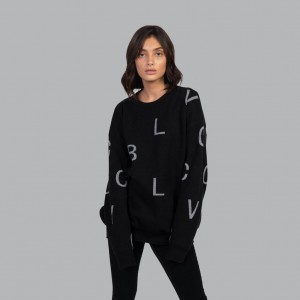 Black Blvck Letters' Sweater Singapore | 914367-GRK