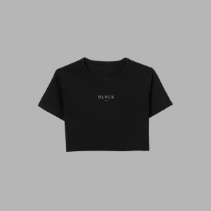 Black Blvck Minimal Cropped Tee Singapore | 539618-QFX