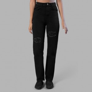 Black Blvck Monogram Jeans Singapore | 351429-YSU