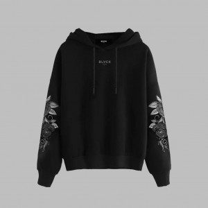 Black Blvck Roses Hoodie Singapore | 035217-OPM