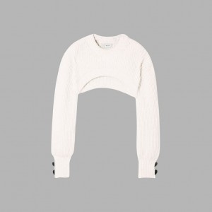 White Blvck Cropped Cotton Sweater Singapore | 490853-KVU