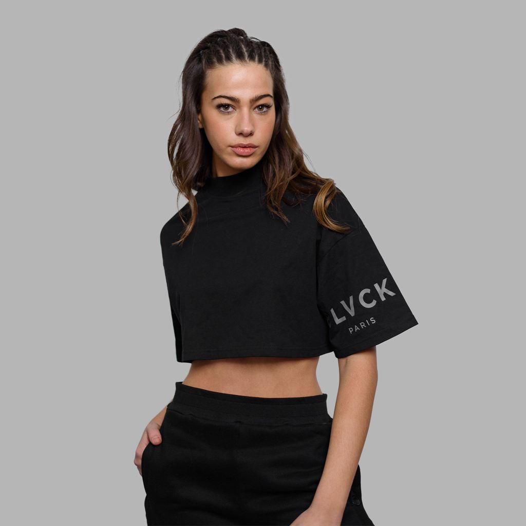 Black Blvck Bold Crop Tee Singapore | 864912-NGO