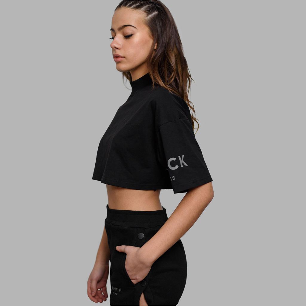 Black Blvck Bold Crop Tee Singapore | 864912-NGO