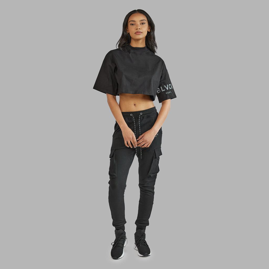 Black Blvck Bold Crop Tee Singapore | 864912-NGO