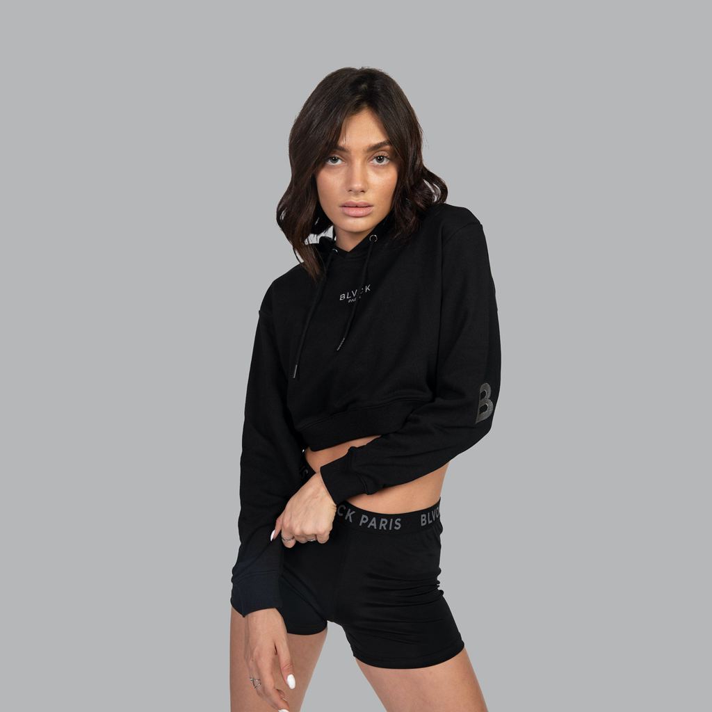 Black Blvck Bold Cropped Hoodie Singapore | 415926-KWG