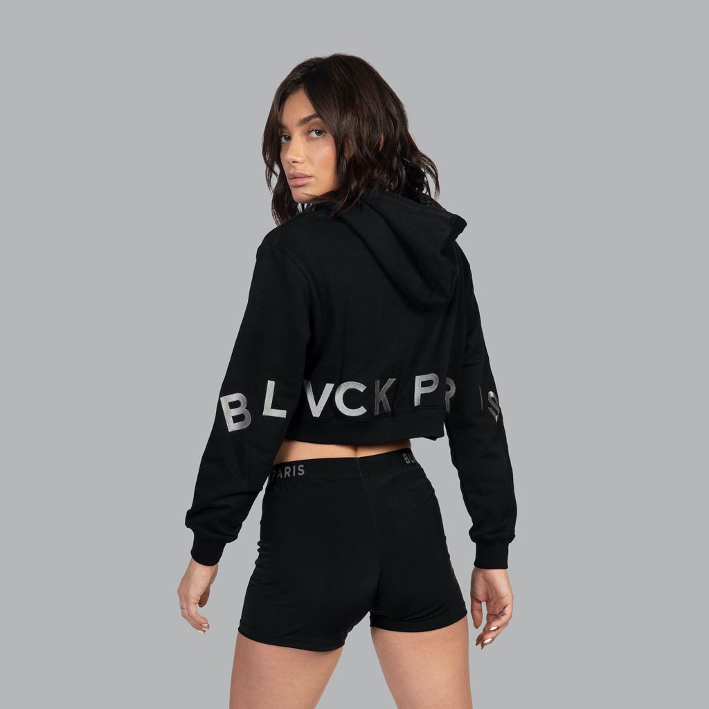 Black Blvck Bold Cropped Hoodie Singapore | 415926-KWG