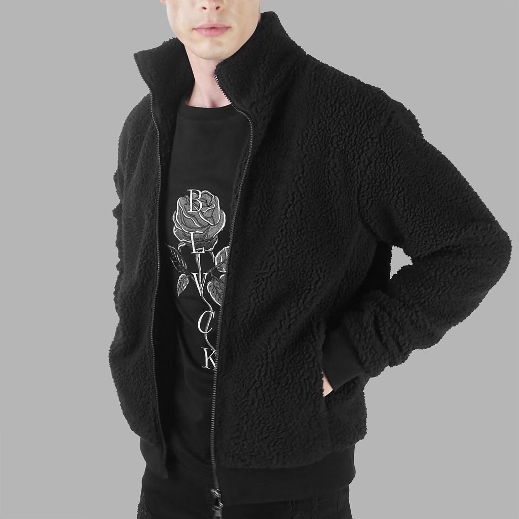 Black Blvck Bold Fleece Jacket Singapore | 854632-DUK