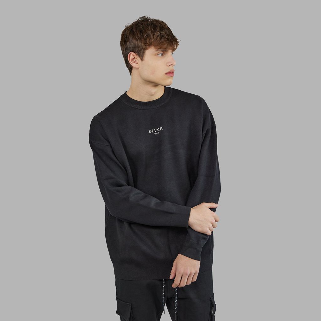 Black Blvck Branded Cashmere Blend Sweater Singapore | 408623-EIA