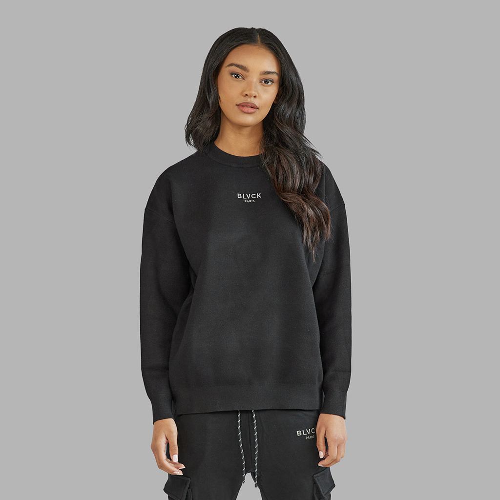 Black Blvck Branded Cashmere Blend Sweater Singapore | 369704-HOR