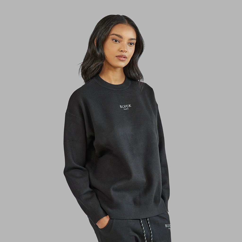 Black Blvck Branded Cashmere Blend Sweater Singapore | 369704-HOR