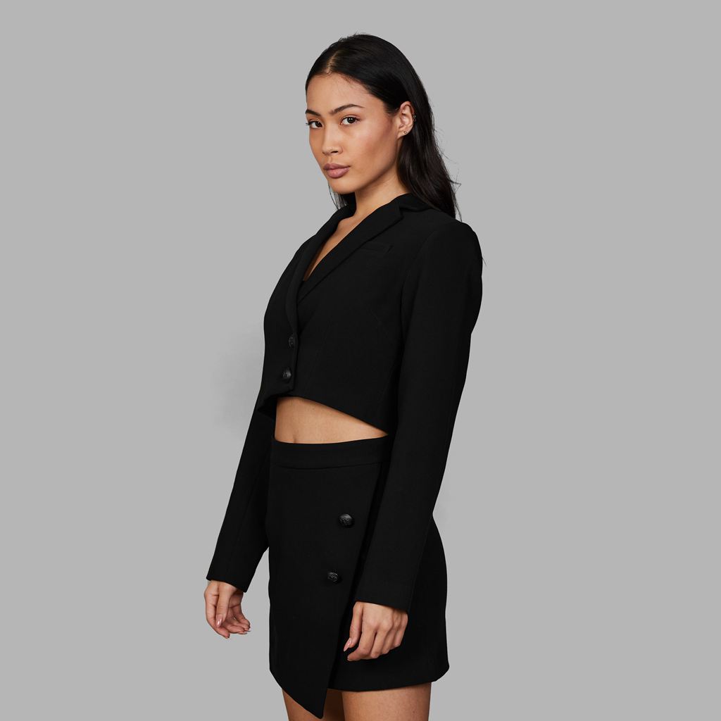 Black Blvck Cropped Blazer Singapore | 981046-CKB