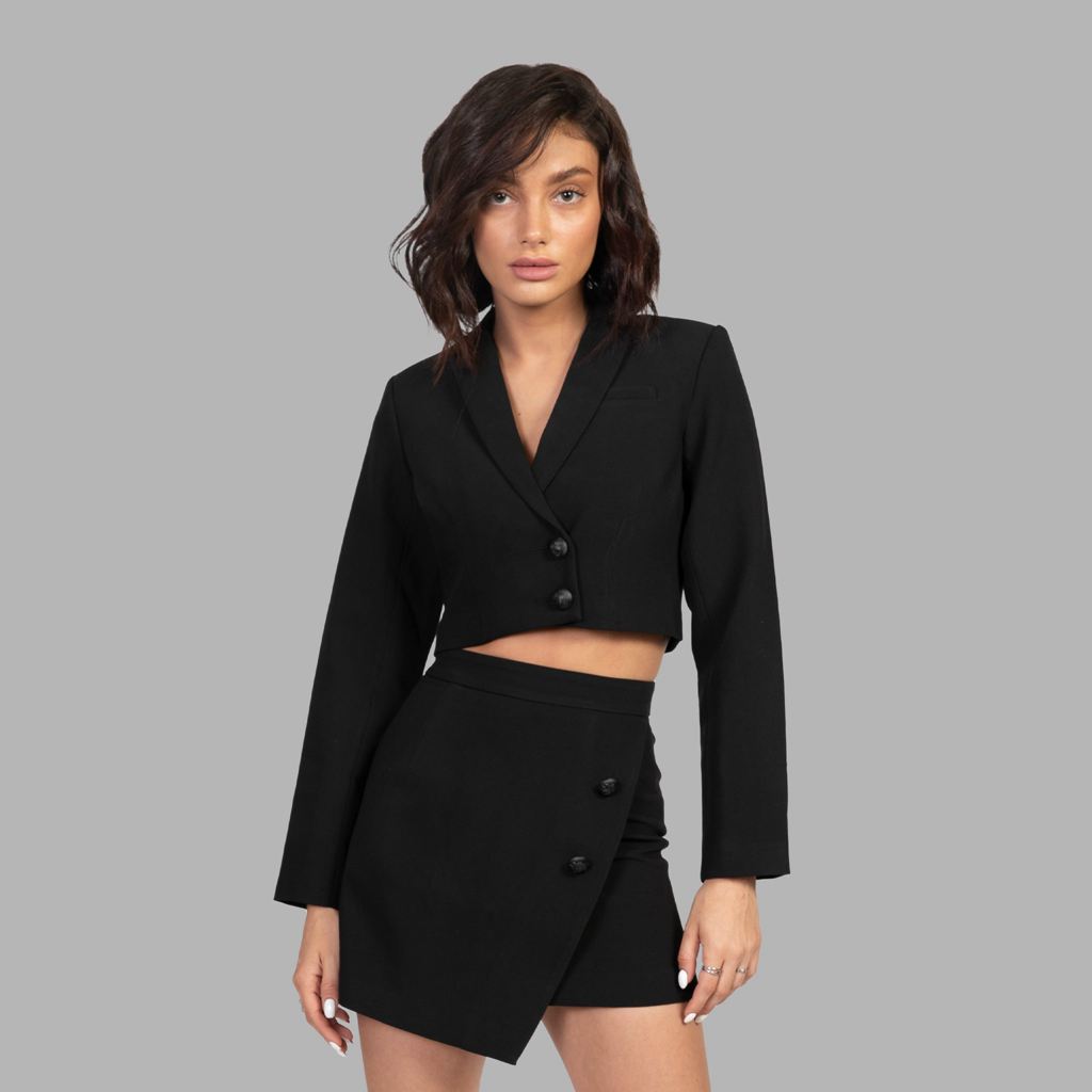 Black Blvck Cropped Blazer Singapore | 981046-CKB