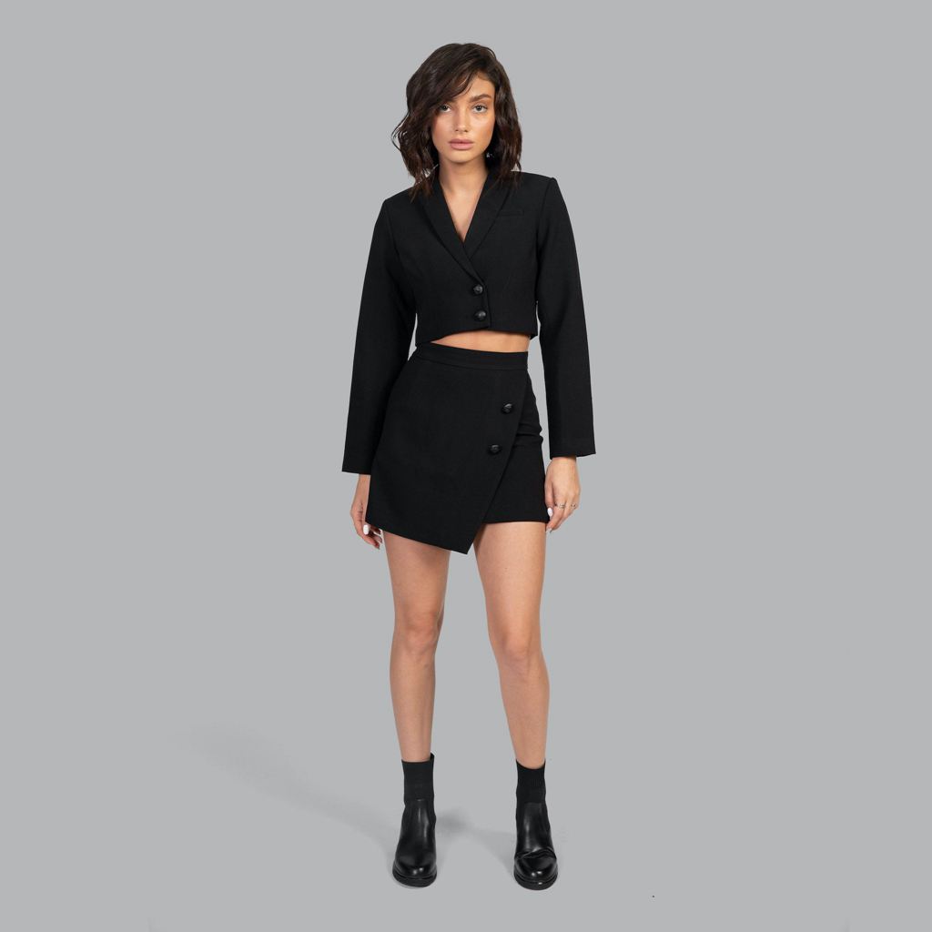 Black Blvck Cropped Blazer Singapore | 981046-CKB