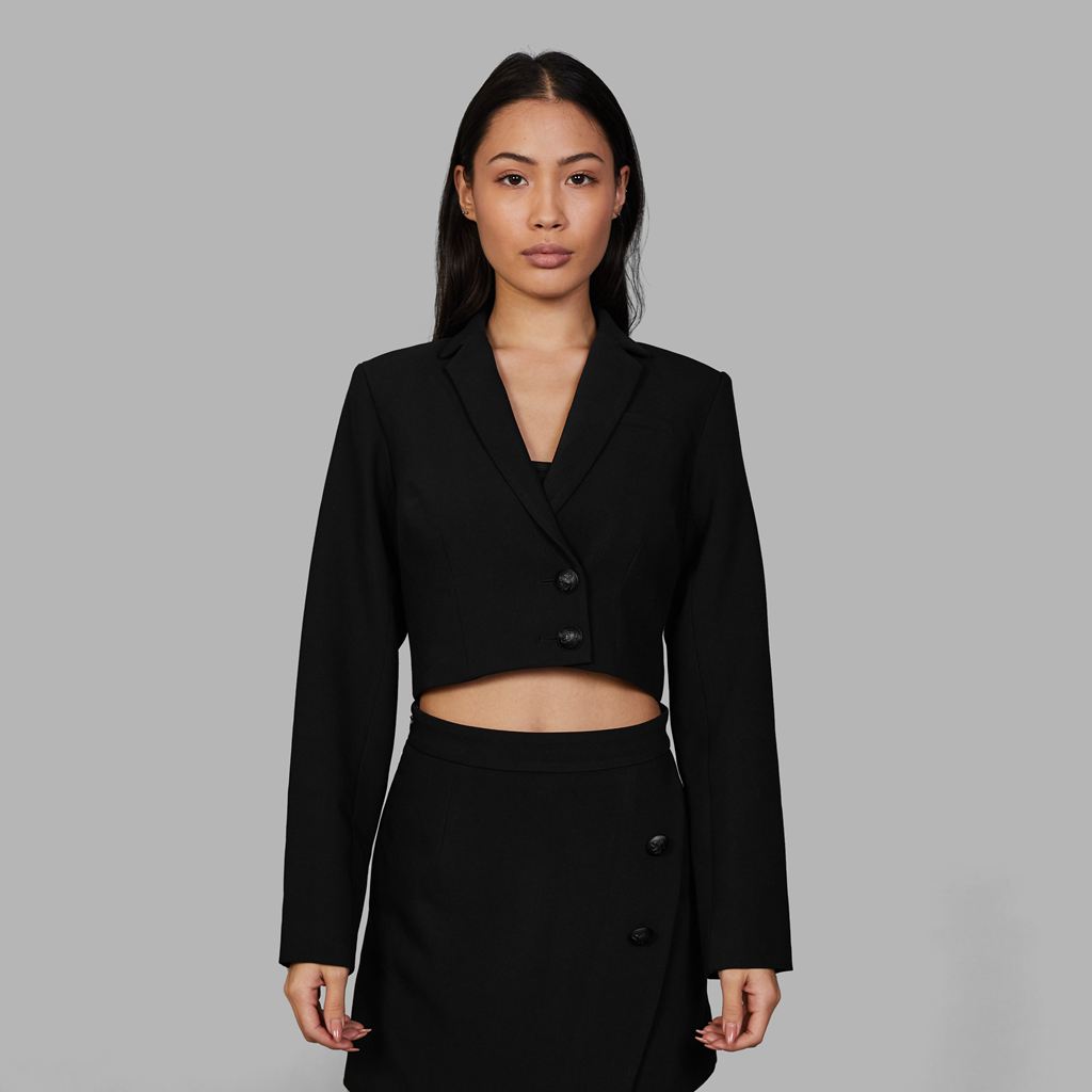 Black Blvck Cropped Blazer Singapore | 981046-CKB