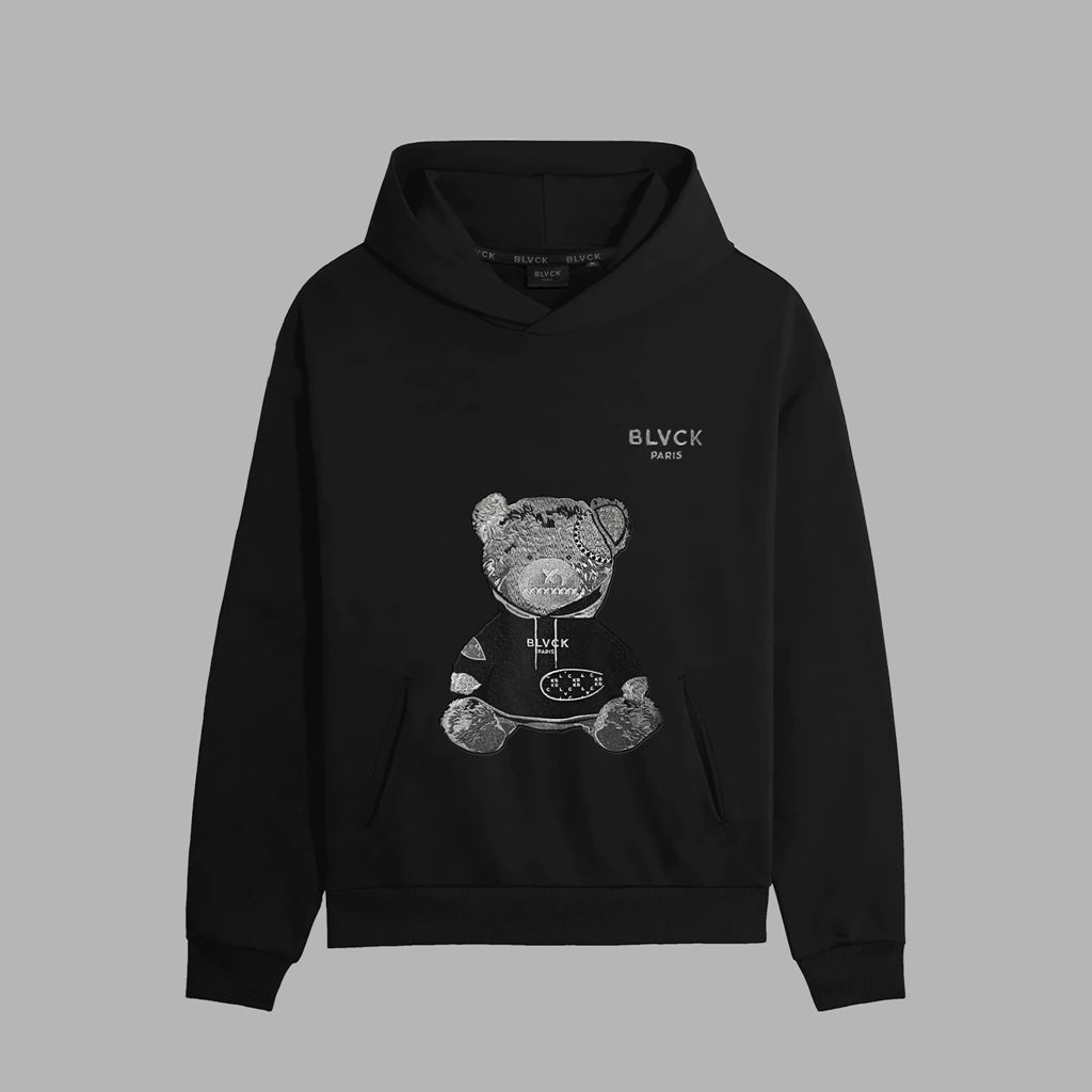 Black Blvck Evil Twin Teddy Bear Hoodie Singapore | 085963-JRT