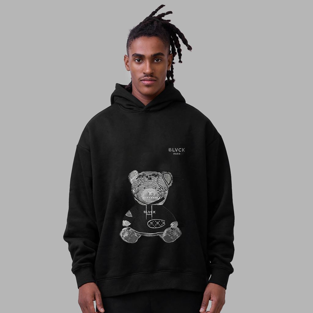 Black Blvck Evil Twin Teddy Bear Hoodie Singapore | 923016-ZHS