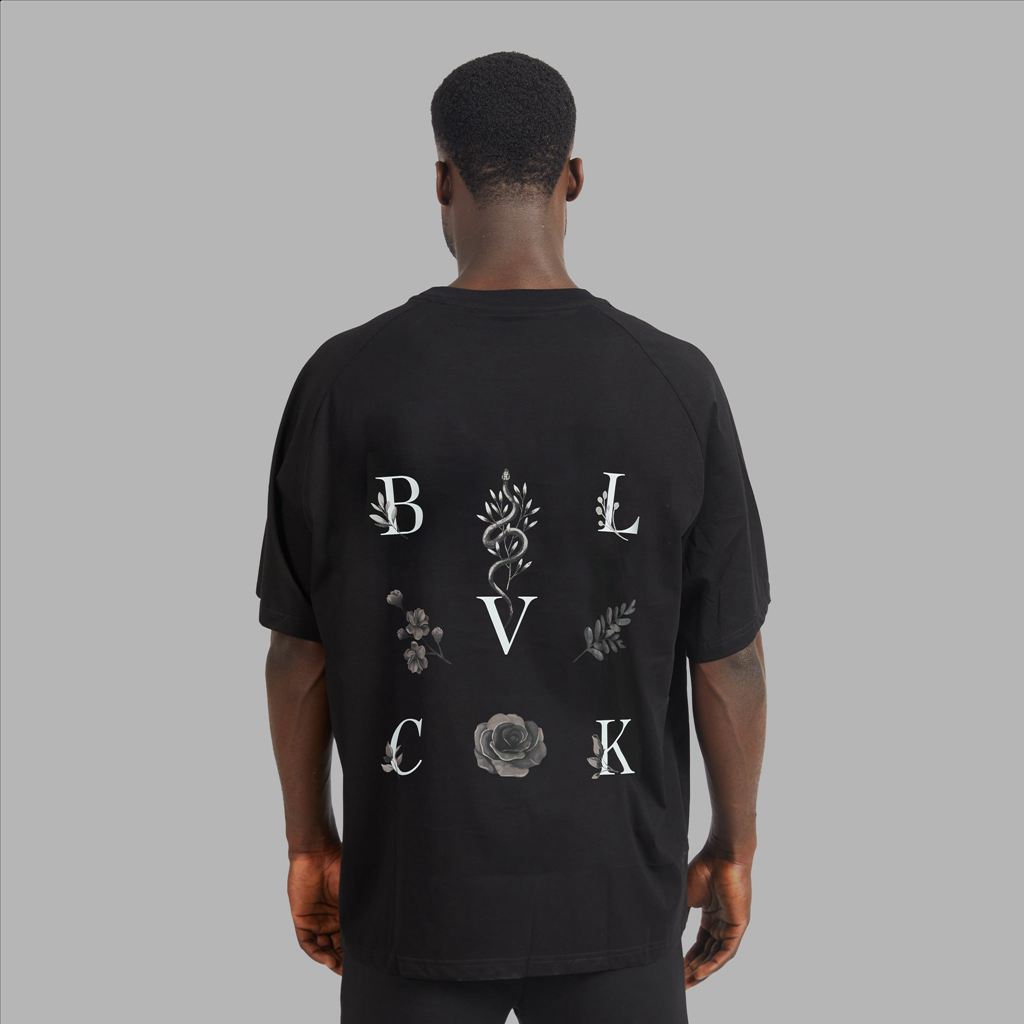 Black Blvck Floral Logo Tee Singapore | 513287-VSL