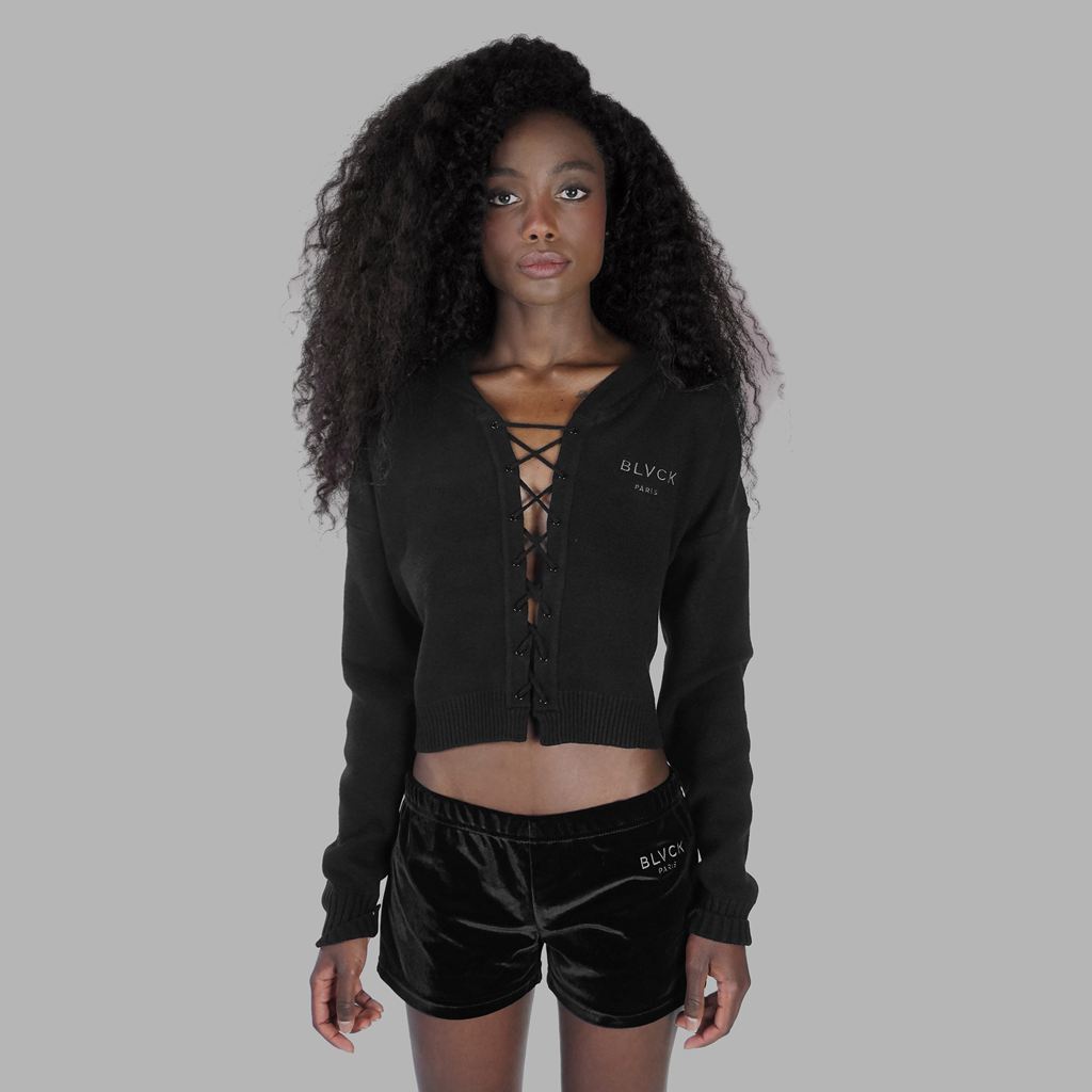 Black Blvck Laced Up Sweater Singapore | 498530-DYU