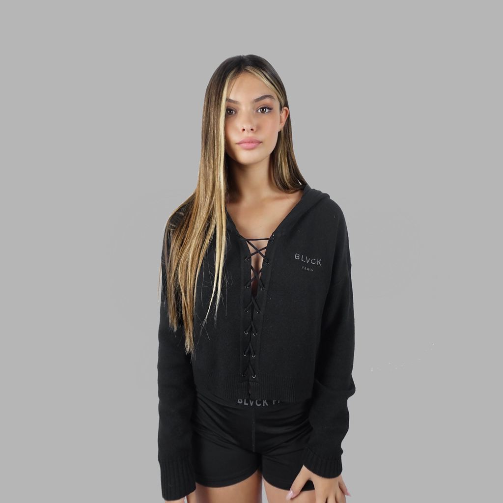 Black Blvck Laced Up Sweater Singapore | 498530-DYU