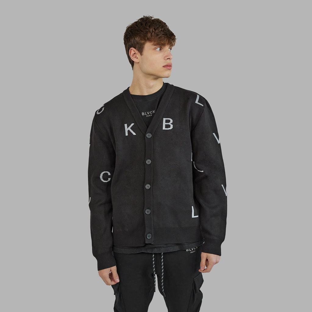 Black Blvck Letters Cardigan Singapore | 256730-IQT