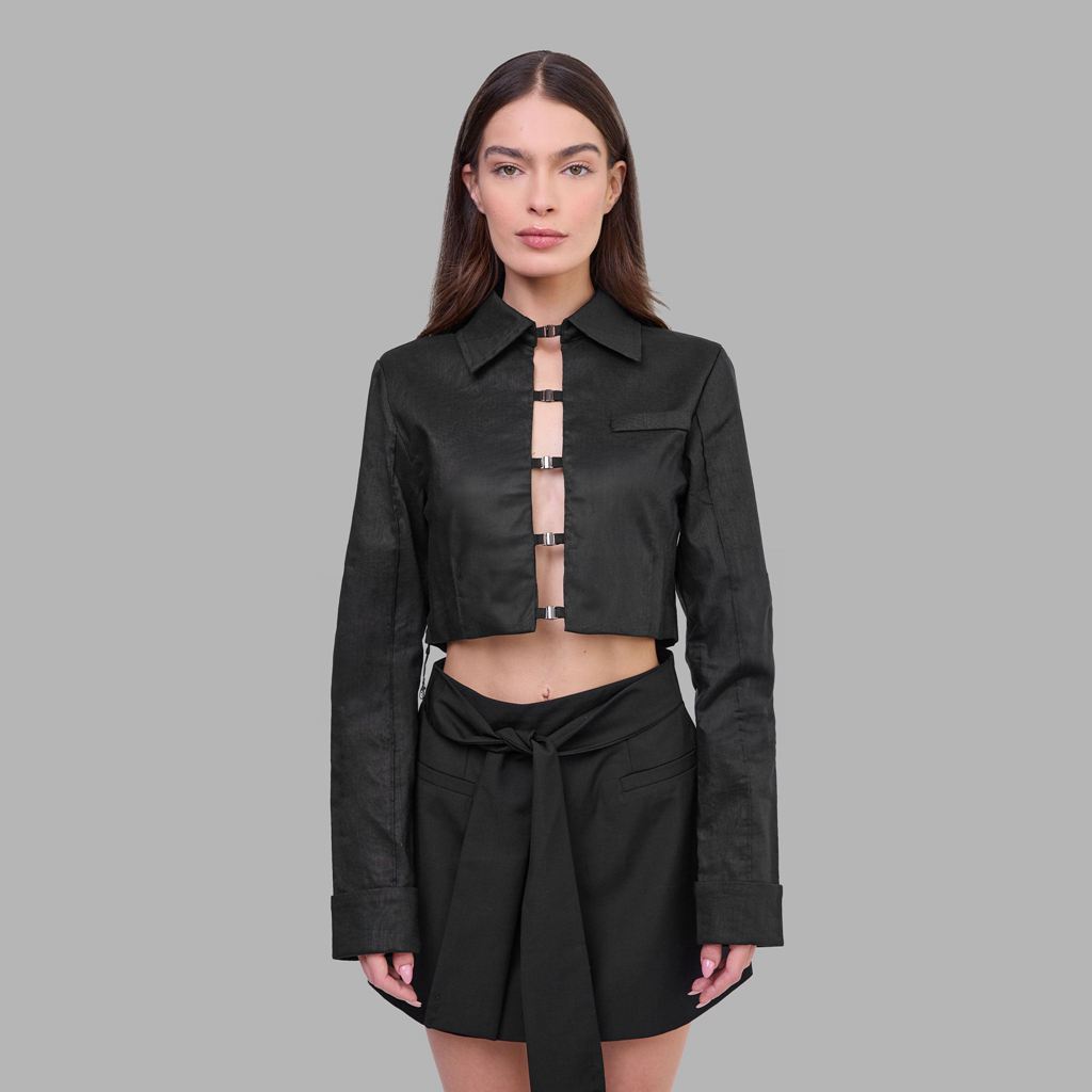 Black Blvck Linen Jacket Singapore | 852601-QAE