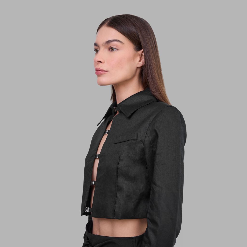 Black Blvck Linen Jacket Singapore | 852601-QAE