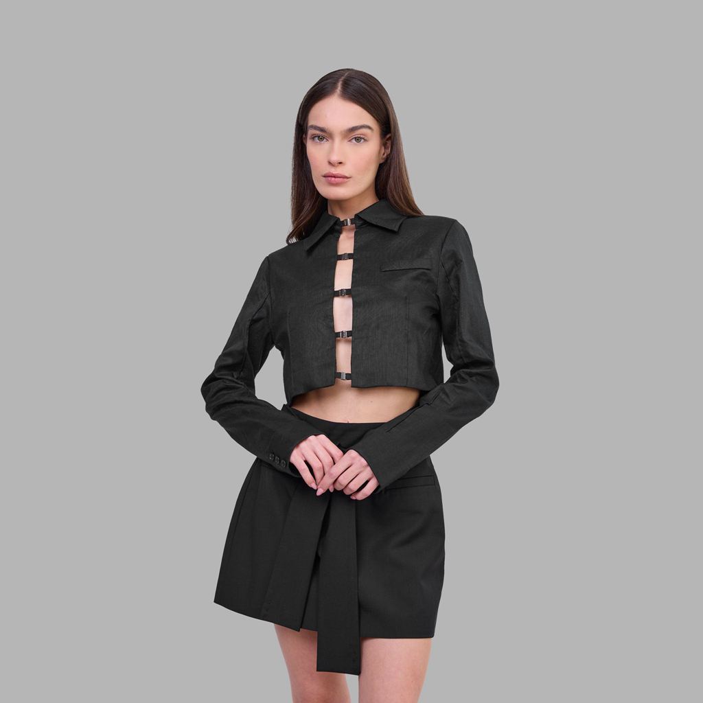 Black Blvck Linen Jacket Singapore | 852601-QAE