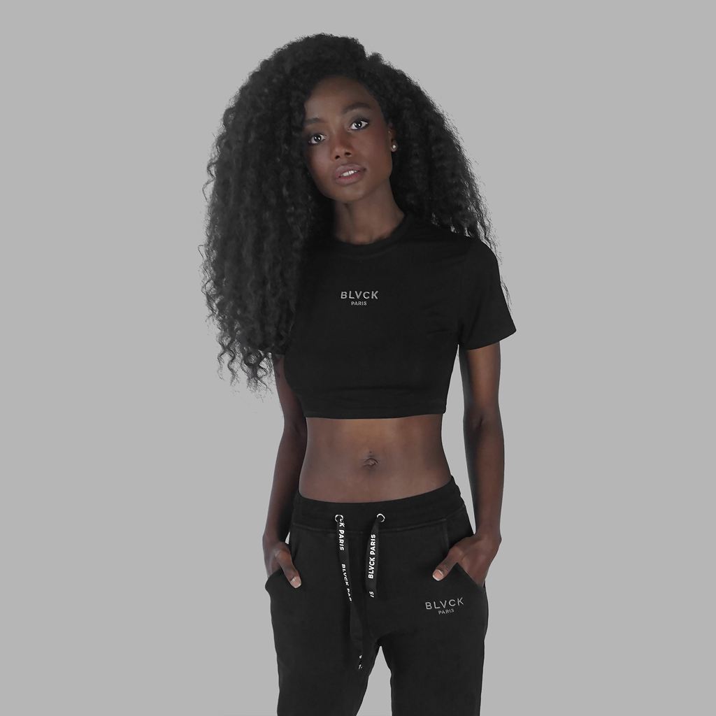 Black Blvck Minimal Cropped Tee Singapore | 539618-QFX