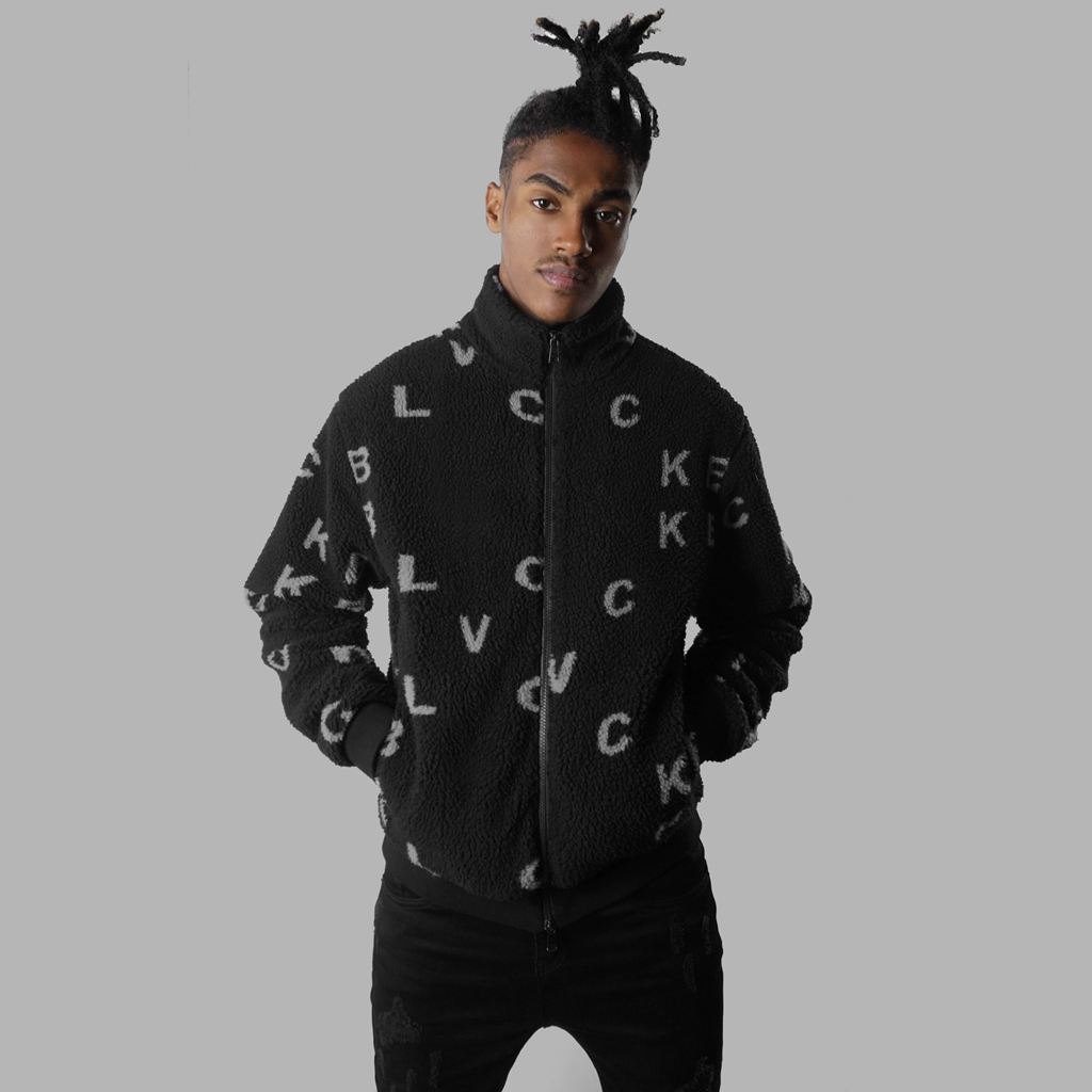 Black Blvck Monogram' Fleece Jacket Singapore | 296405-HBO