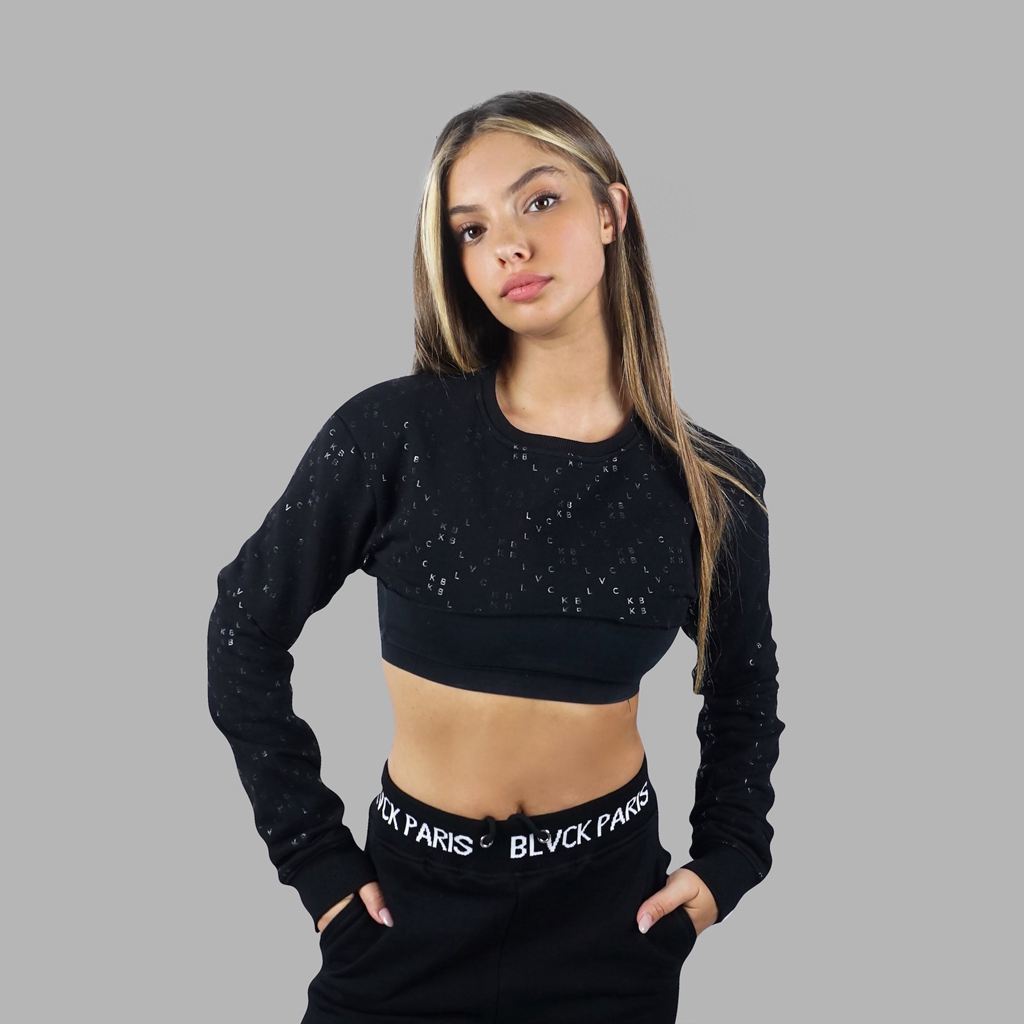 Black Blvck Monogram Sweater Cropped Singapore | 809612-OIL