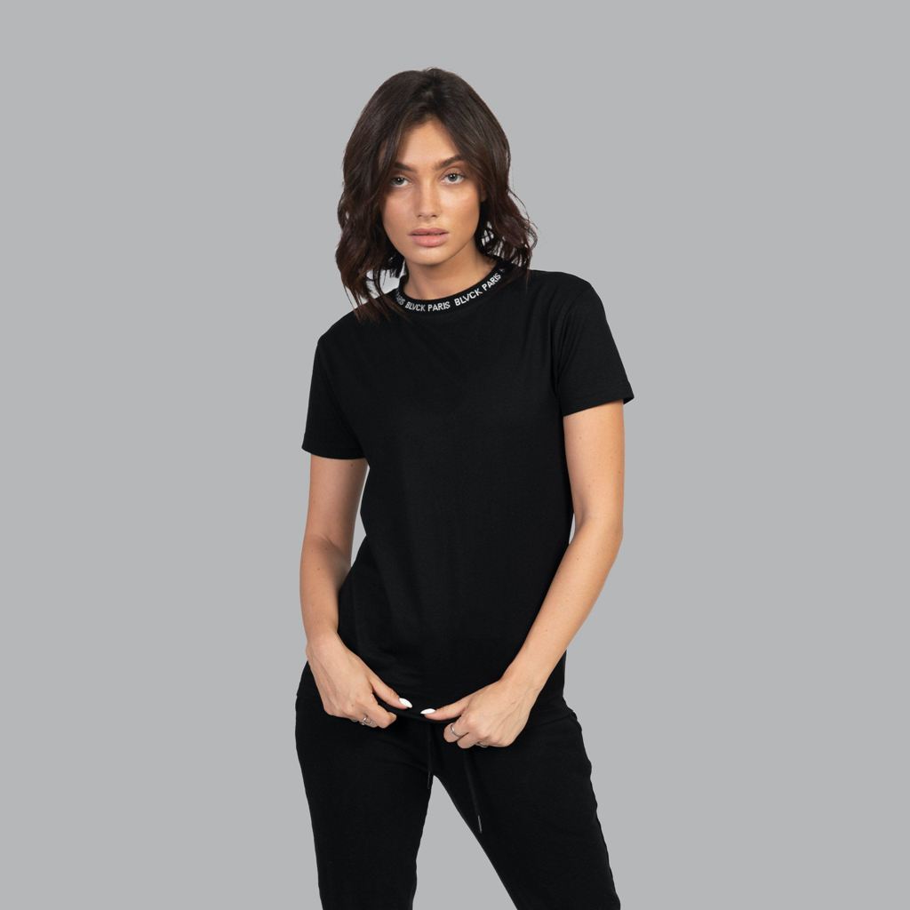 Black Blvck Neck Tee Singapore | 392750-DRG