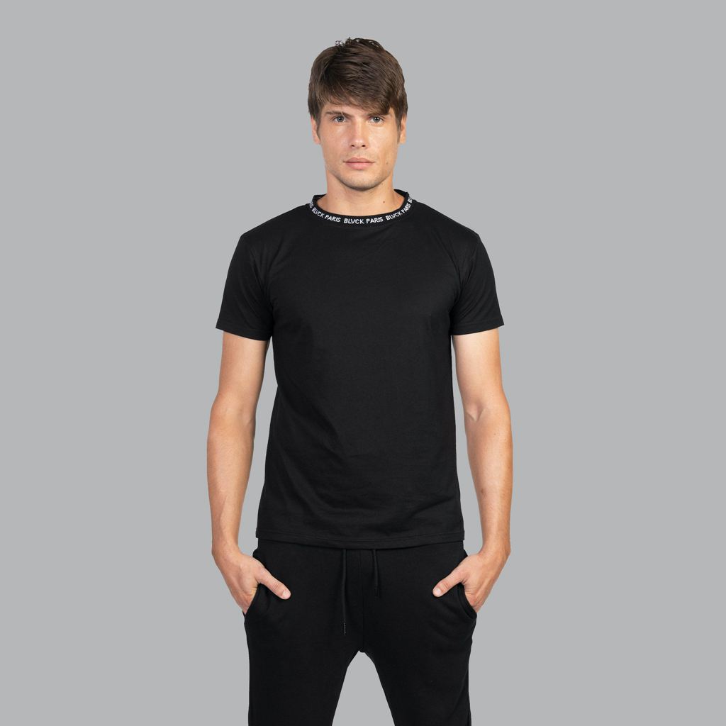 Black Blvck Neck Tee Singapore | 831762-ZGB