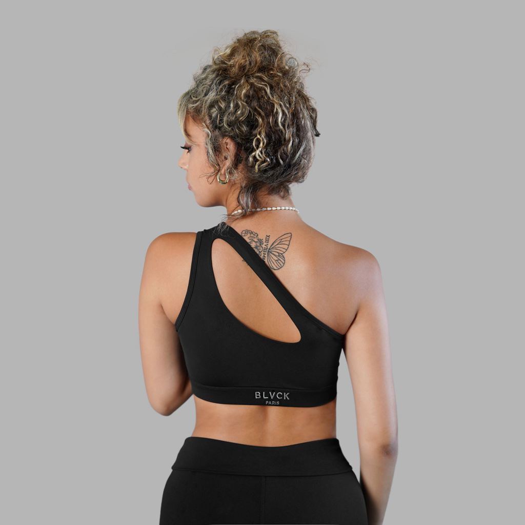 Black Blvck Off Shoulder Sport Bra Singapore | 358912-QZA