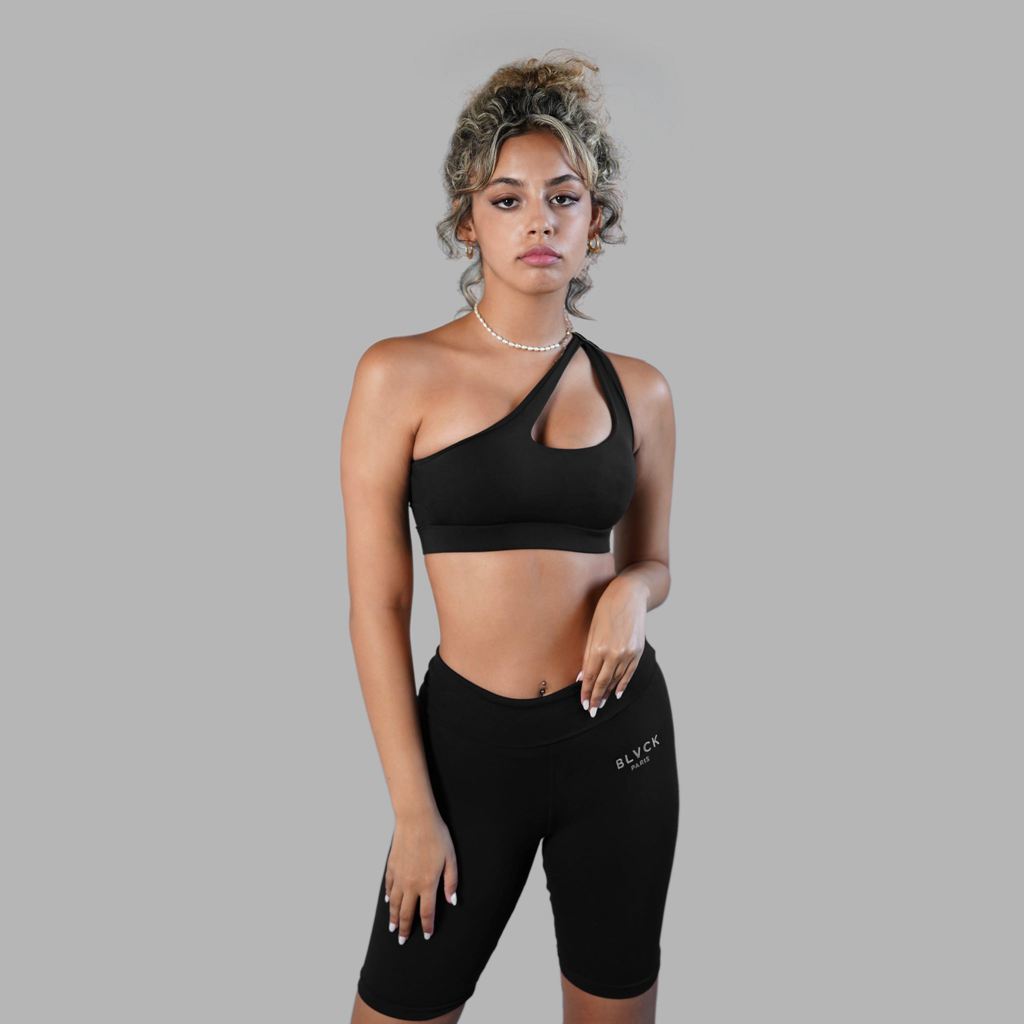 Black Blvck Off Shoulder Sport Bra Singapore | 358912-QZA