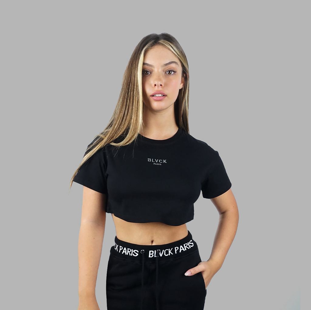 Black Blvck Rose Cropped Tee Singapore | 031694-KCV