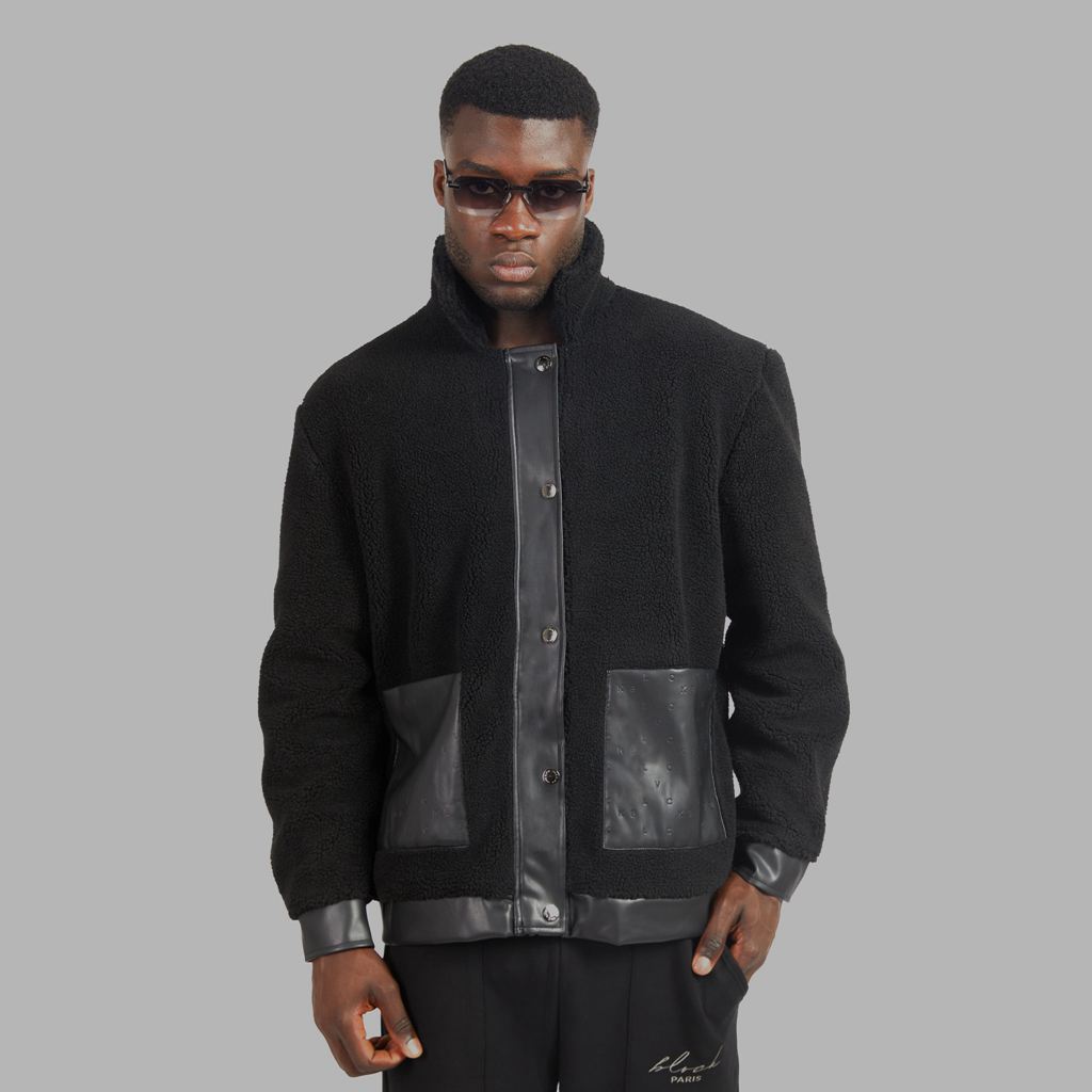 Black Blvck Shearling Jacket Singapore | 843075-WTE