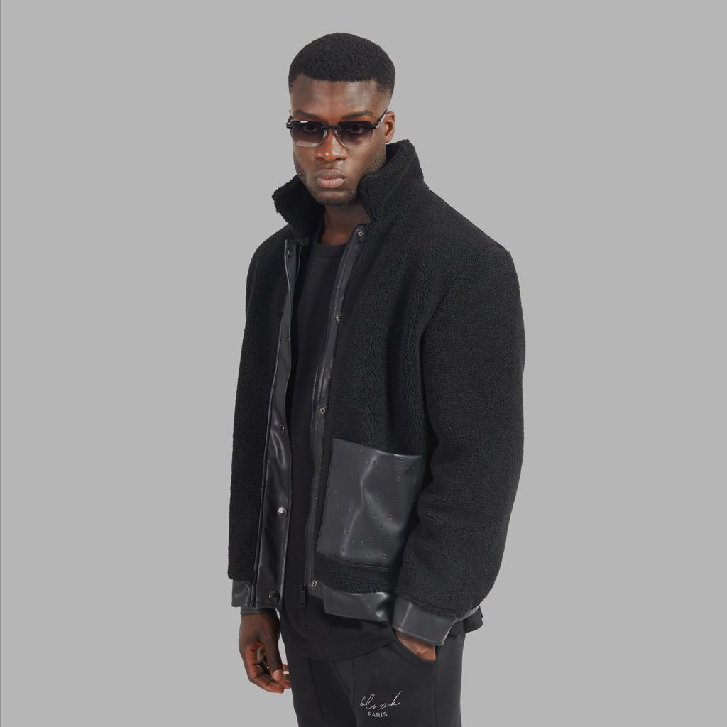 Black Blvck Shearling Jacket Singapore | 843075-WTE