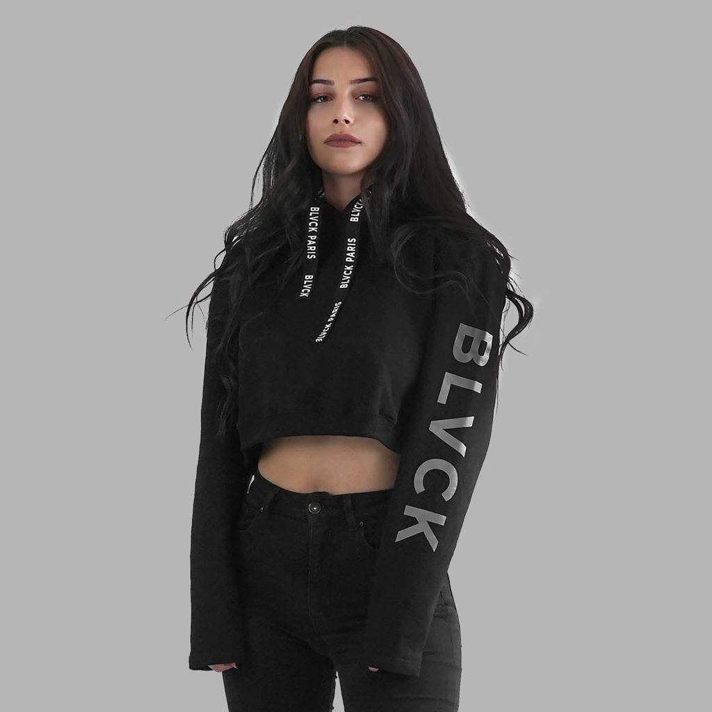 Black Blvck Signature Hoodie (Cropped) Singapore | 120495-EXI