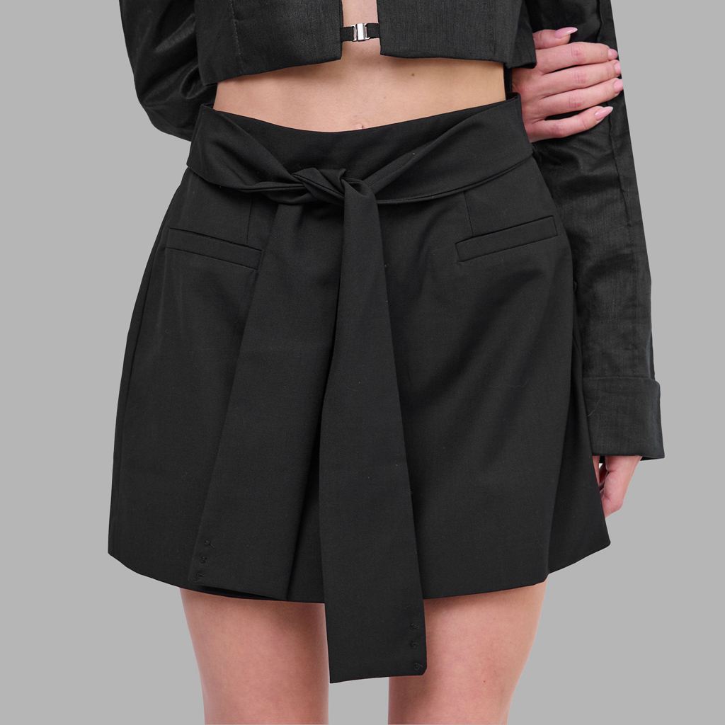 Black Blvck Signature Tie-Front Skirt Singapore | 238469-XPQ