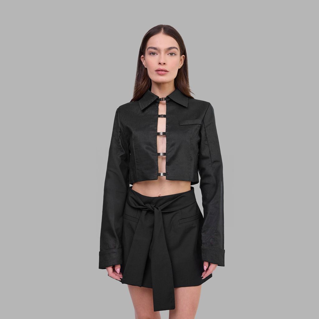 Black Blvck Signature Tie-Front Skirt Singapore | 238469-XPQ