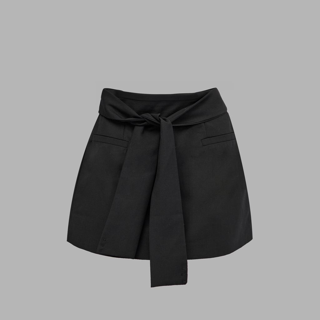 Black Blvck Signature Tie-Front Skirt Singapore | 238469-XPQ