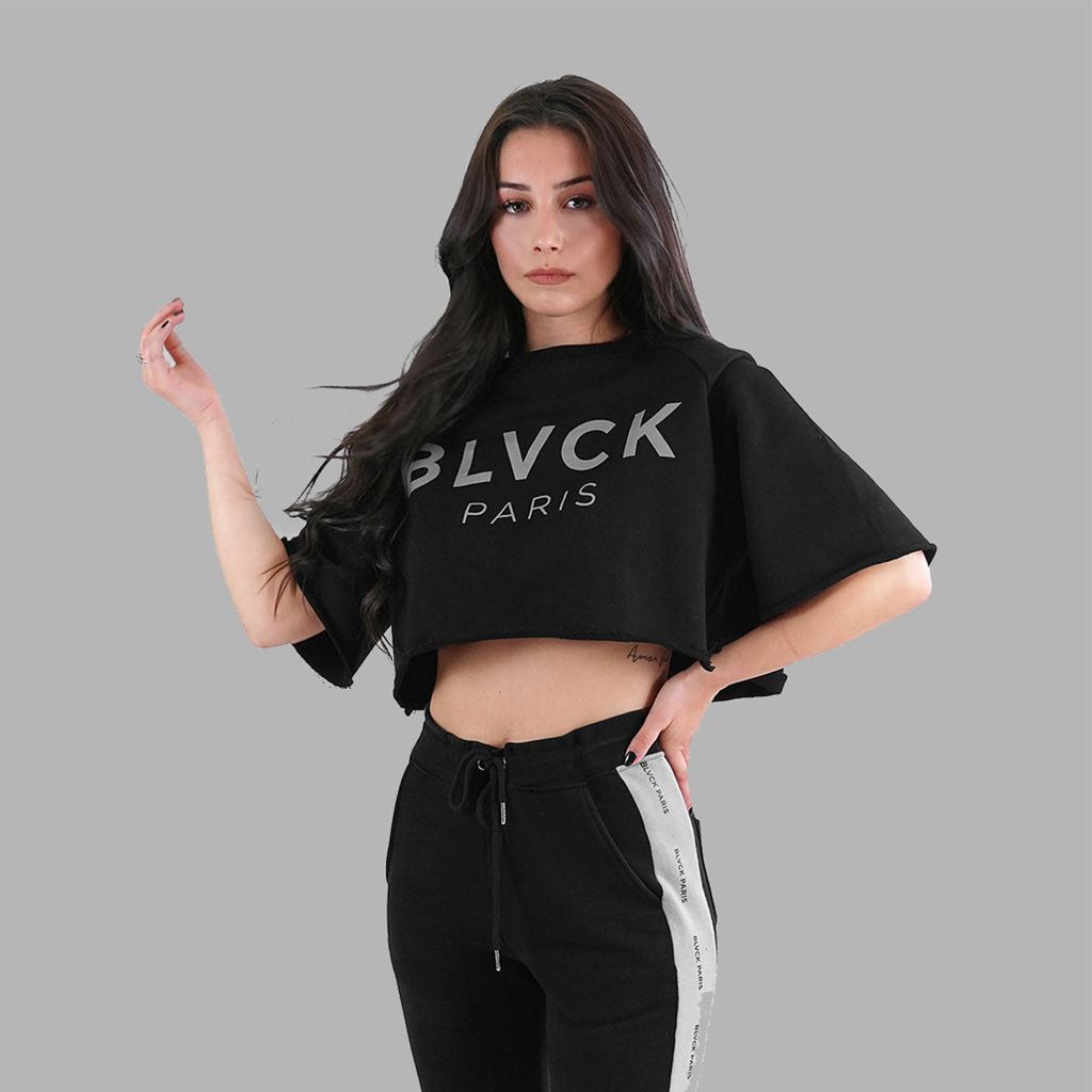 Black Blvck Tee (Cropped) Singapore | 934568-VKF