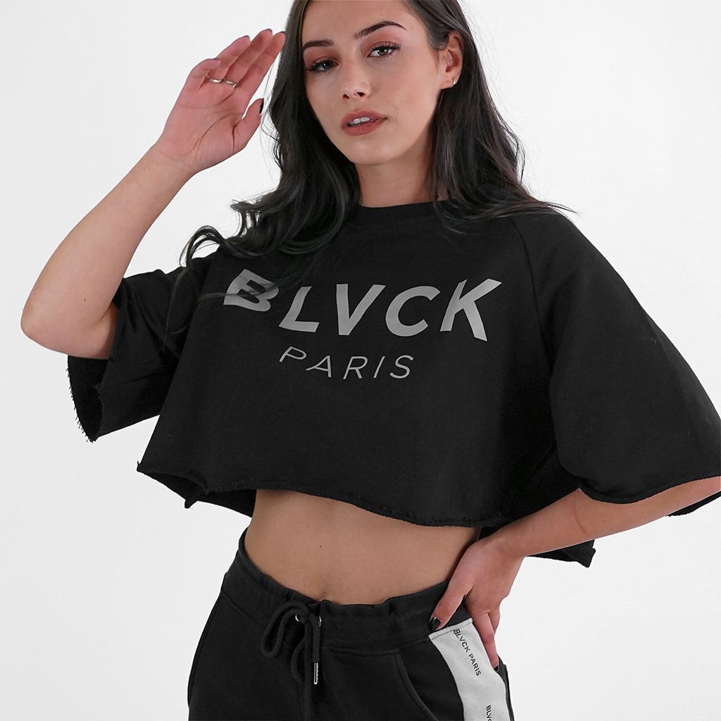 Black Blvck Tee (Cropped) Singapore | 934568-VKF