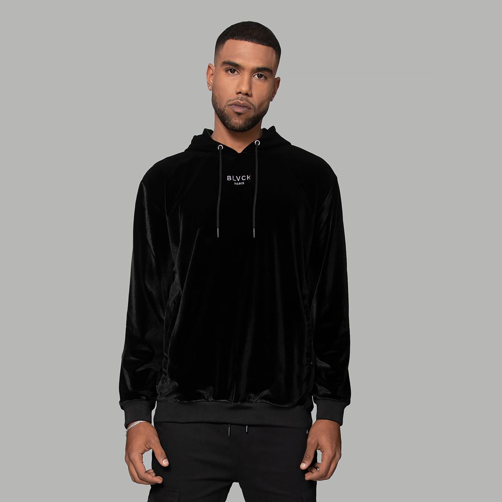 Black Blvck Velvet Hoodie Singapore | 017239-EOB