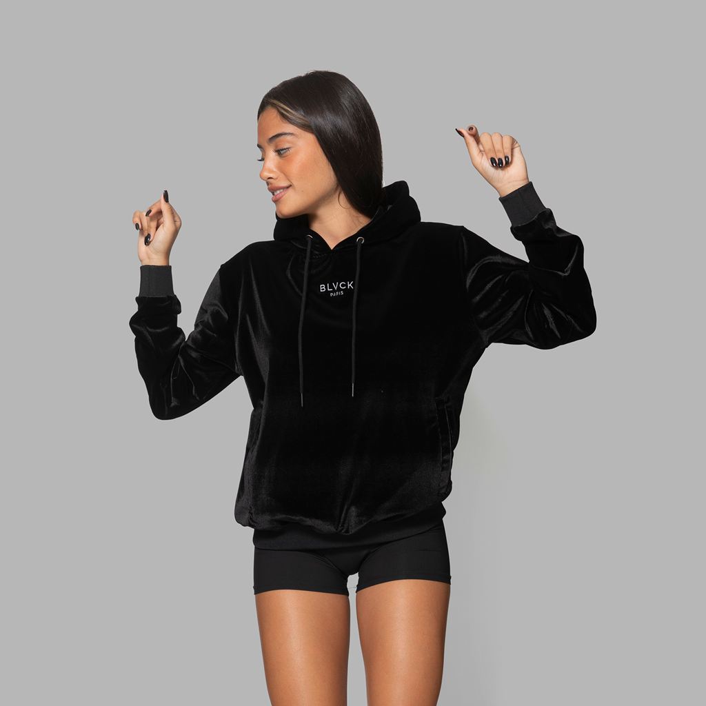 Black Blvck Velvet Hoodie Singapore | 842309-TFB