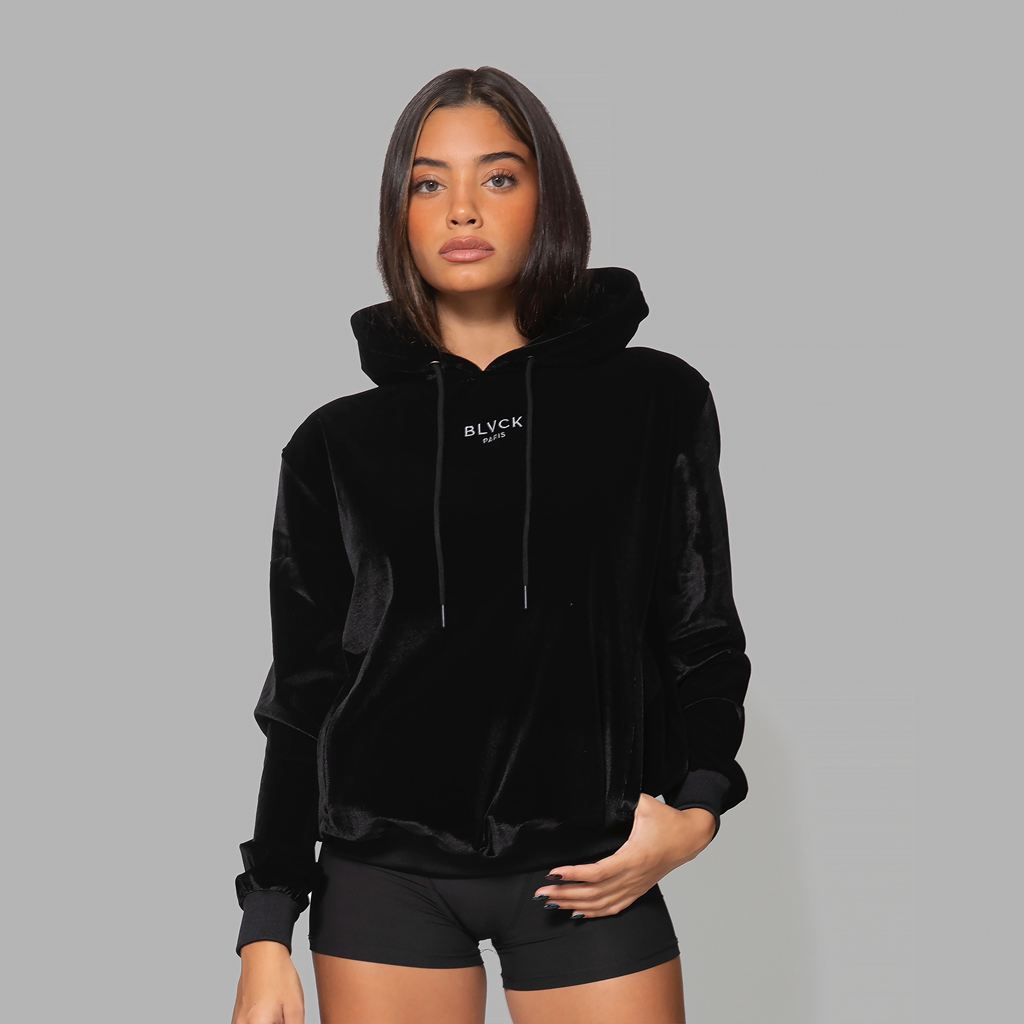 Black Blvck Velvet Hoodie Singapore | 842309-TFB