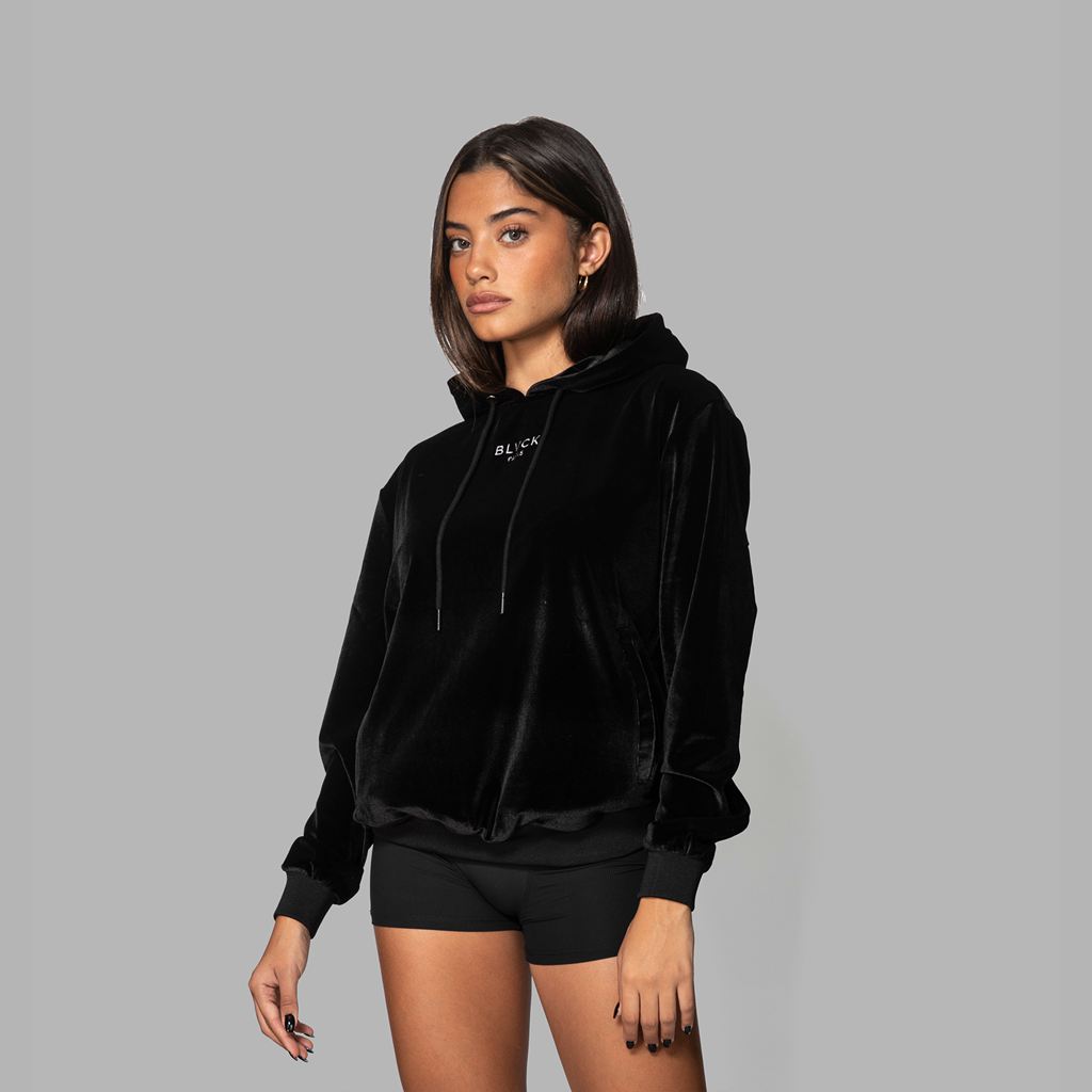 Black Blvck Velvet Hoodie Singapore | 842309-TFB